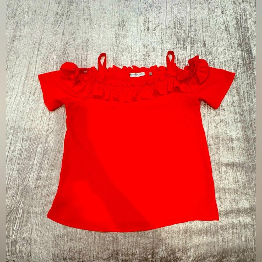 Patrizia Luca Vibrant Orange Ruffle Top